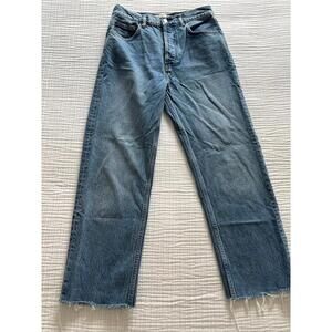 Reformation Light Blue Denim Jeans with Raw Hem
